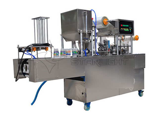 星火盒裝米酒食品全自動封口機設備展示