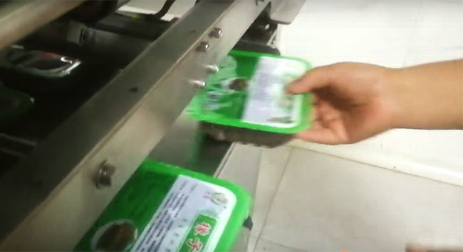 盒裝鴨血自動灌裝封口機展示